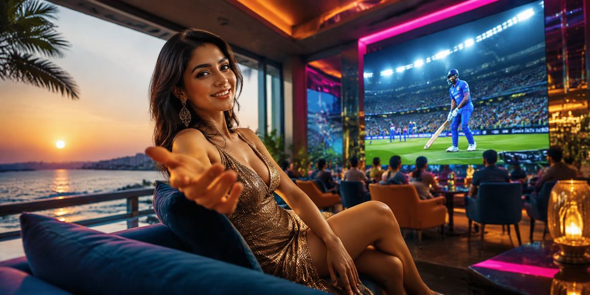 VIP player watching cricket match on high-end device